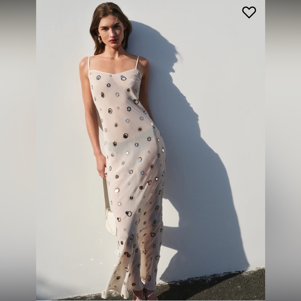 Reformation Parma Maxi Dress in Almond Embellished - size small